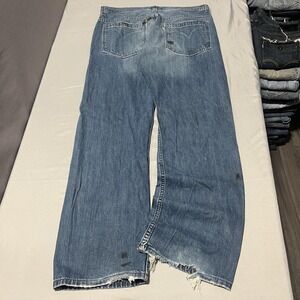 Levis SilverTab Jeans Mens 32x32 Blue Med Wash True Straight Distressed Frayed